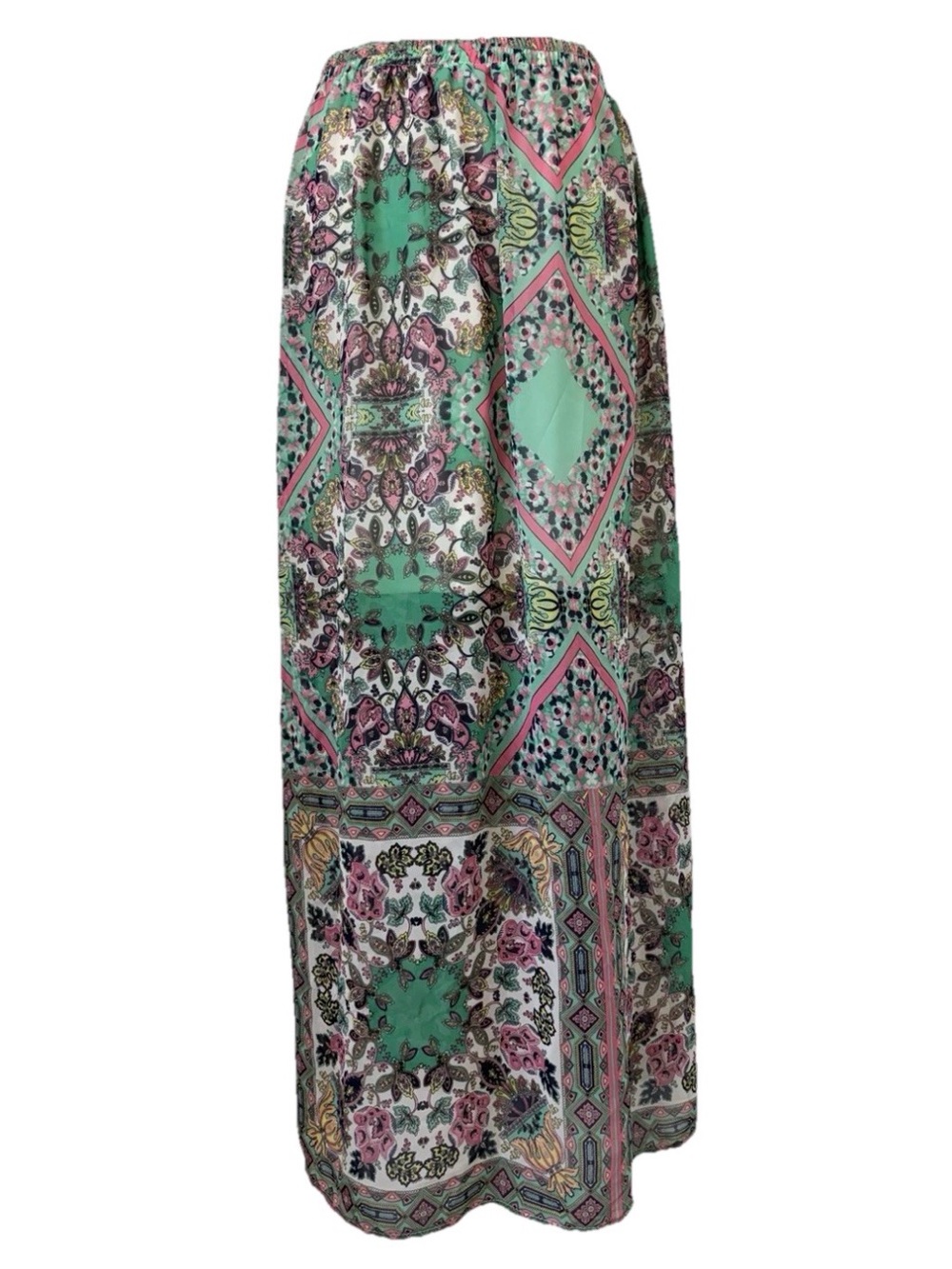 Blue Rain Francesca Maxi Boho Beach Coastal Flowy Festival Paisley Skirt NWT MED